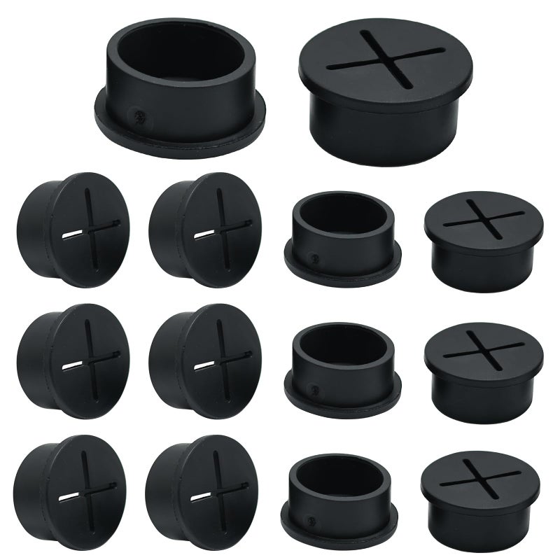 BOPOREAE Desk Grommet, 3/4 in 20 mm Silicone Rubber Grommets, Black Desk Hole Cover for Cables, Flexible Wall Cord Pass Through Grommet for Office Table Computer Home Furniture Wire Organizer-15 Pcs - Image 1